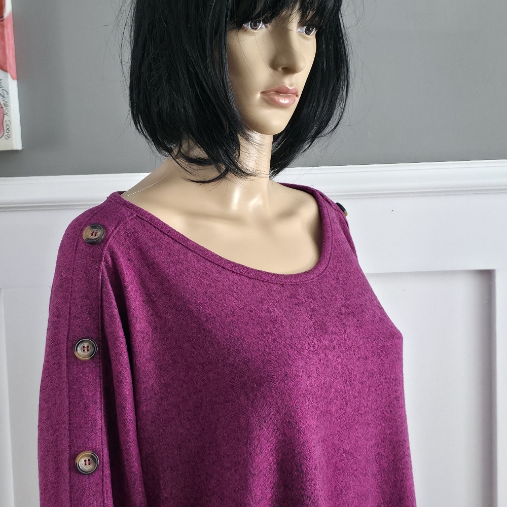 Lily Morgan – Button-Detail Knit Top – Effortless Boho Chic-size XL - Picture 6 of 12